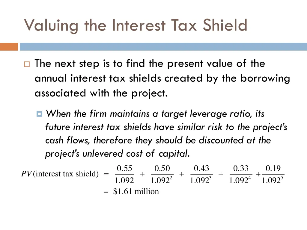 valuing the interest tax shield 1