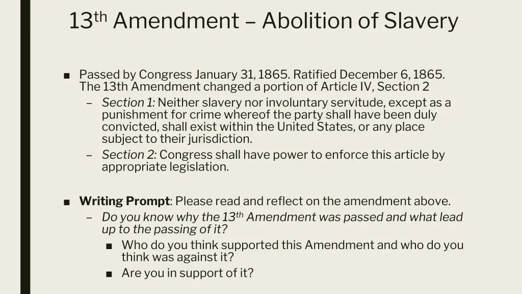 13 th amendment abolition of slavery