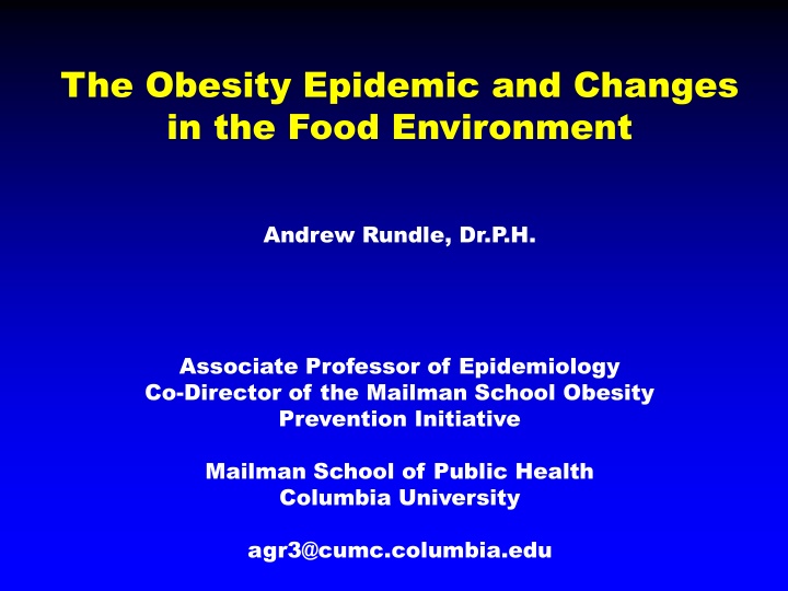 the obesity epidemic and changes in the food