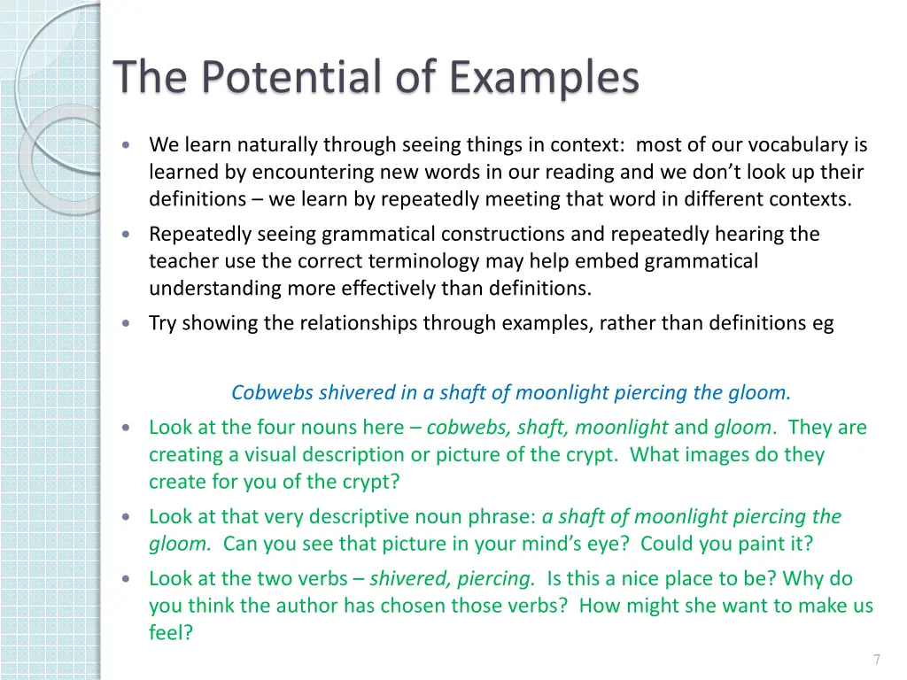 the potential of examples