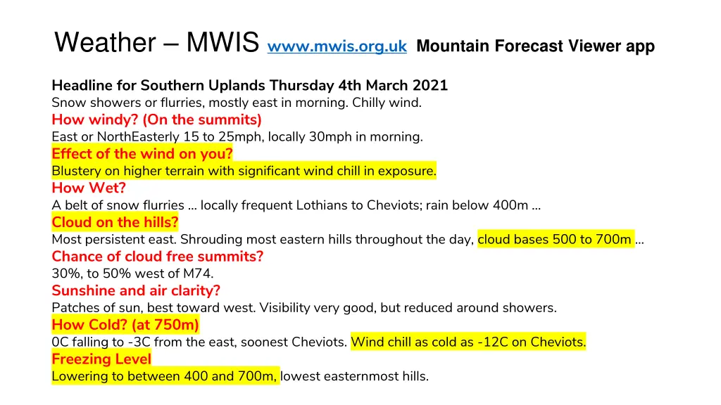 weather mwis www mwis org uk mountain forecast