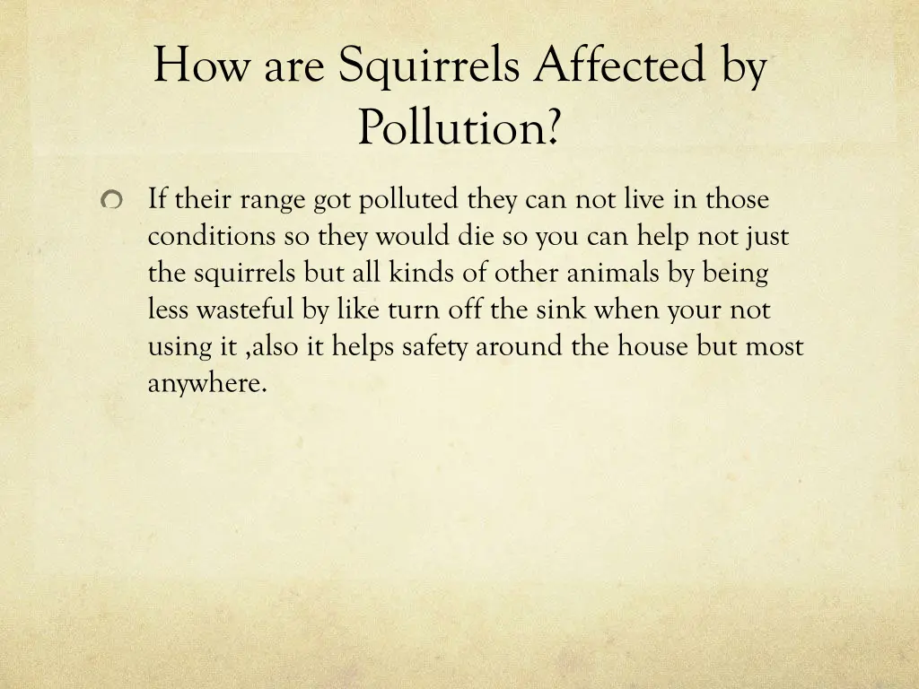 how are squirrels affected by pollution