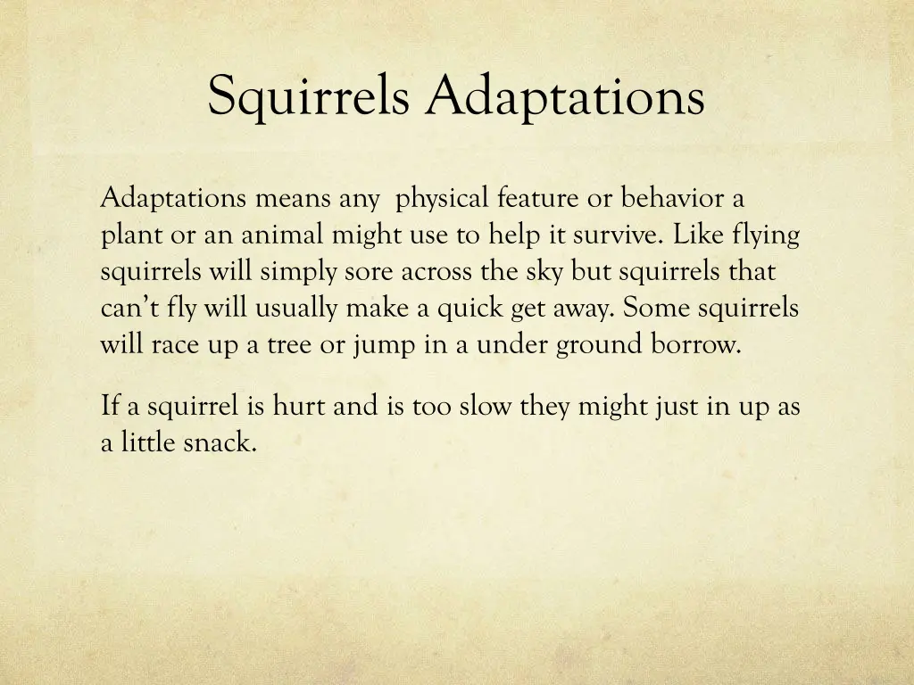 squirrels adaptations