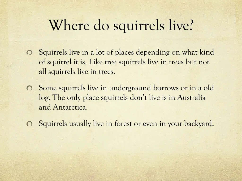 where do squirrels live