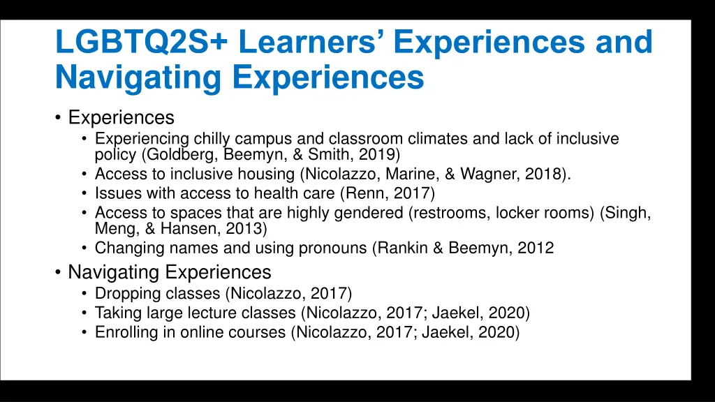 lgbtq2s learners experiences and navigating