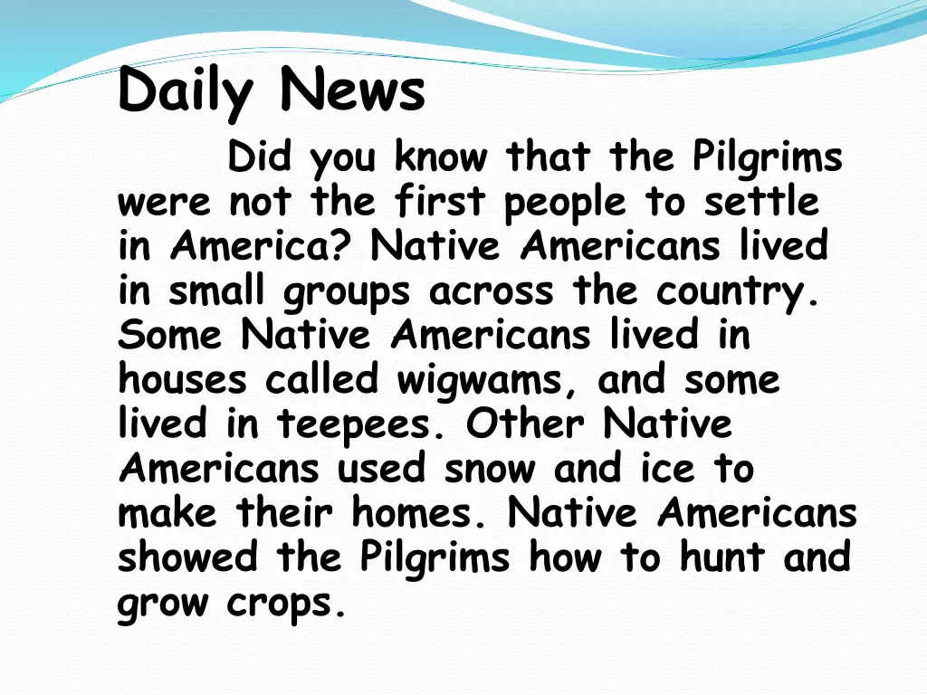 daily news did you know that the pilgrims were