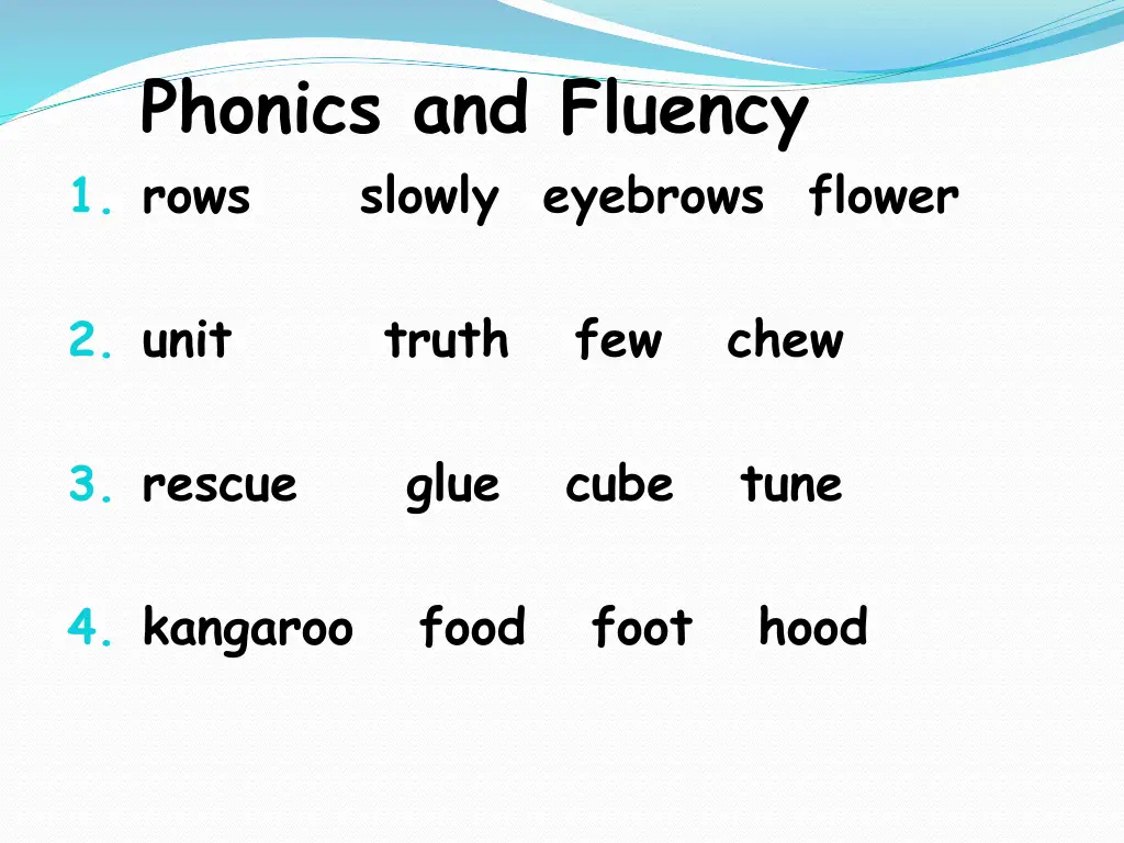 phonics and fluency 1 rows slowly eyebrows flower 1