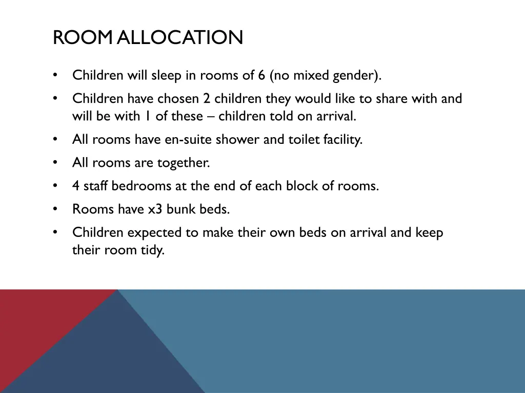 room allocation