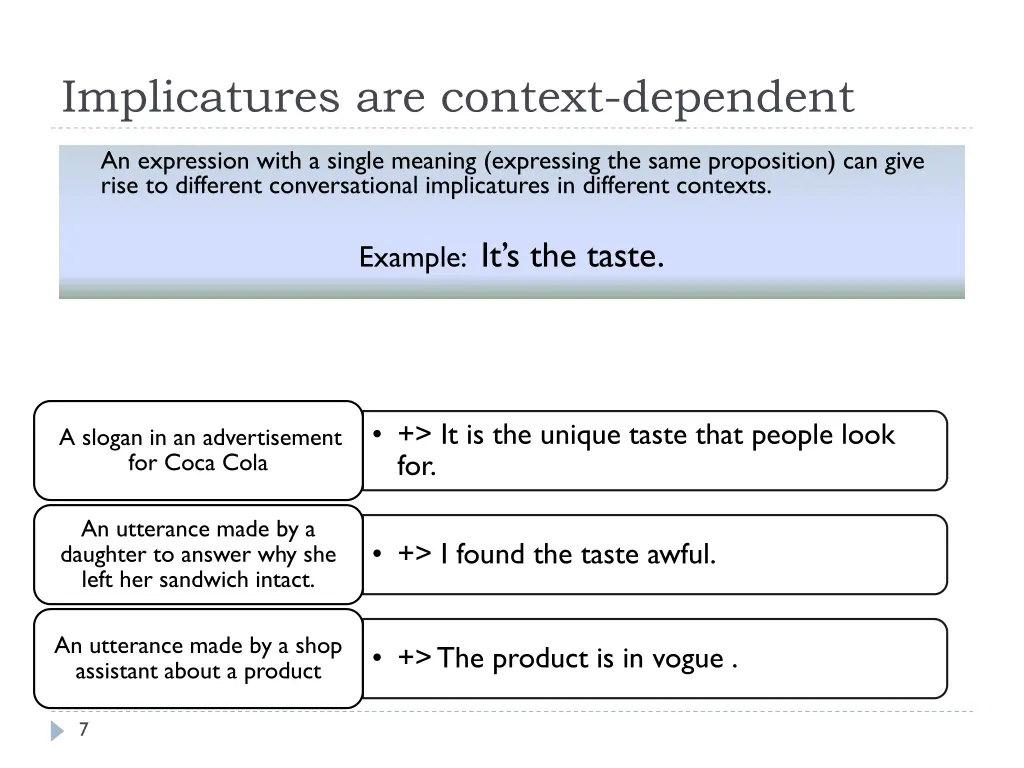 implicatures are context dependent