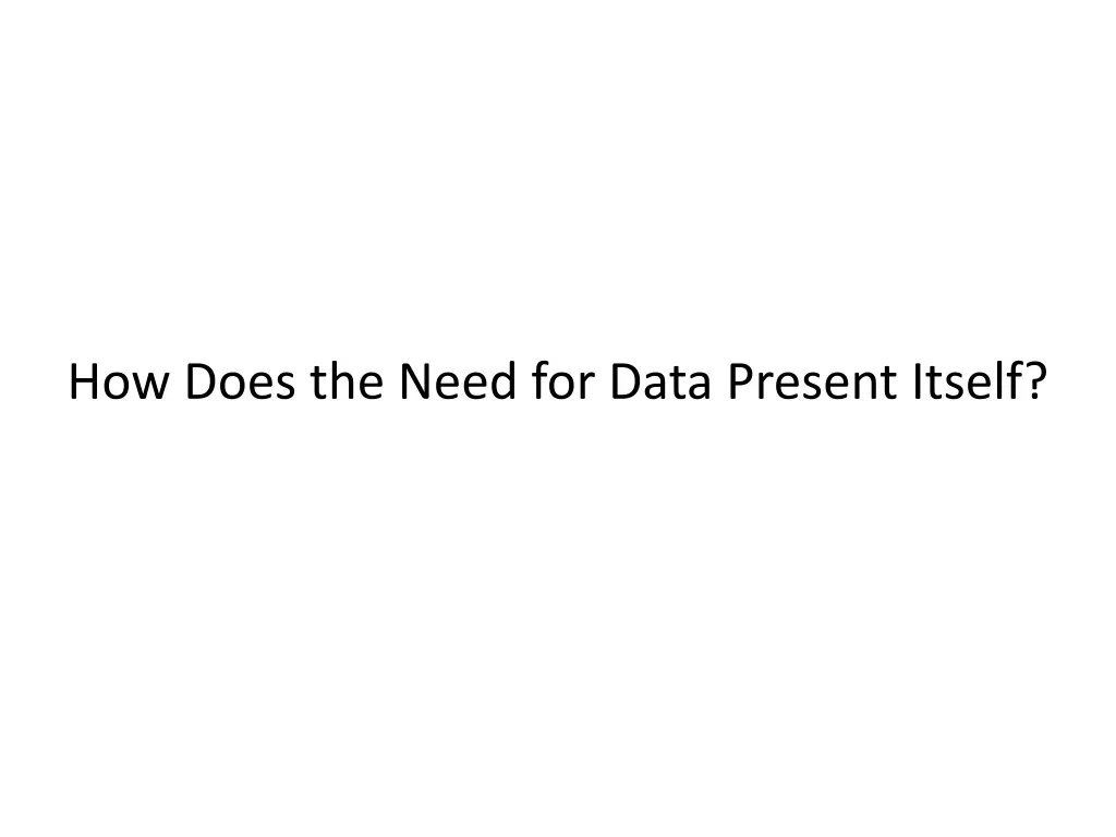 how does the need for data present itself