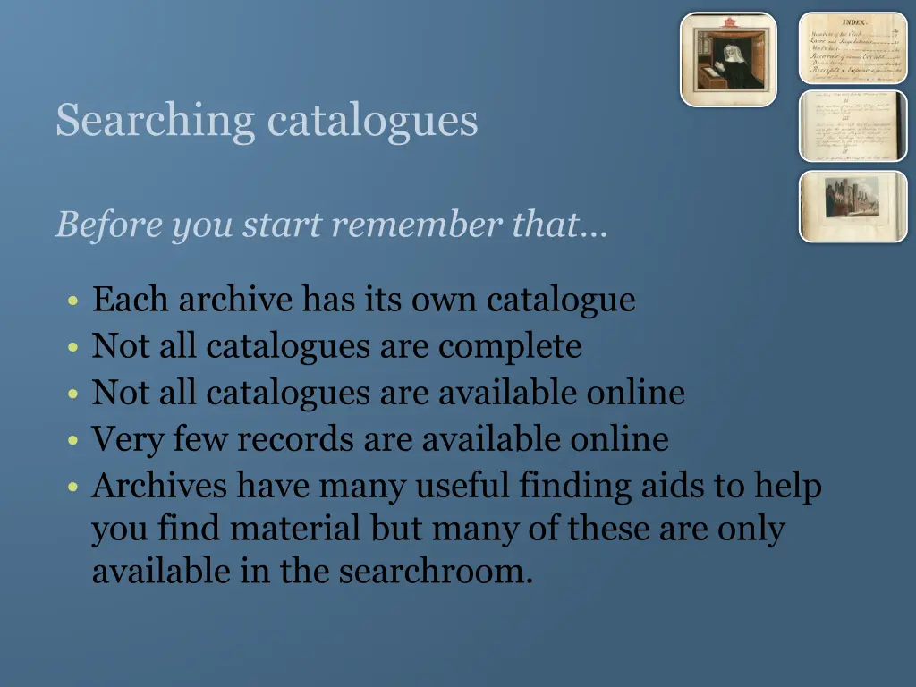 searching catalogues