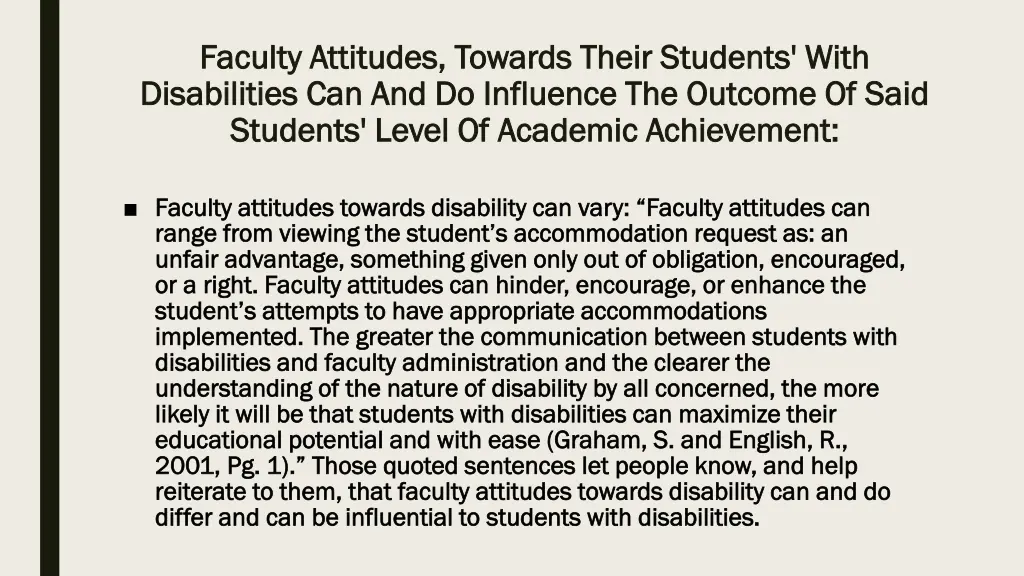 faculty attitudes towards their students with