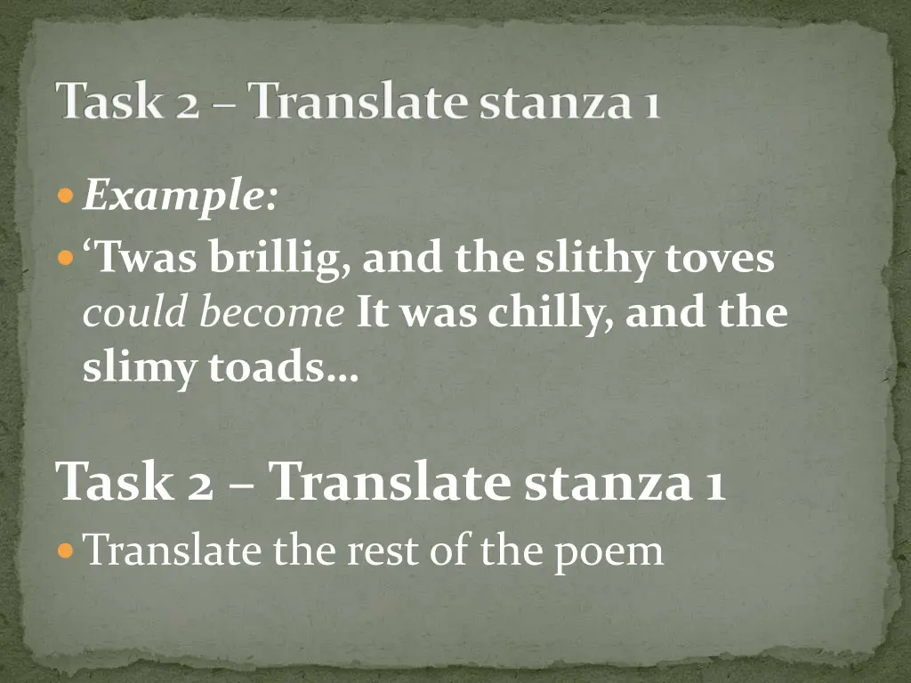 task 2 translate stanza 1