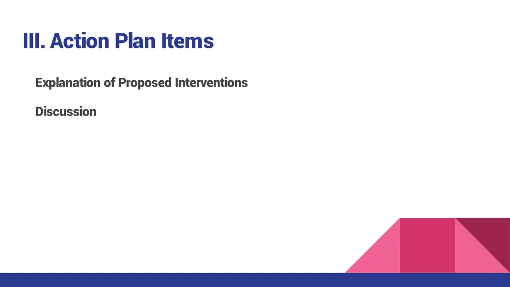 iii action plan items