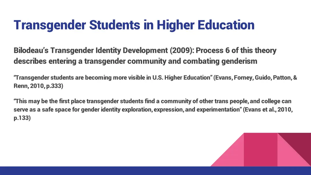 transgender students in higher education