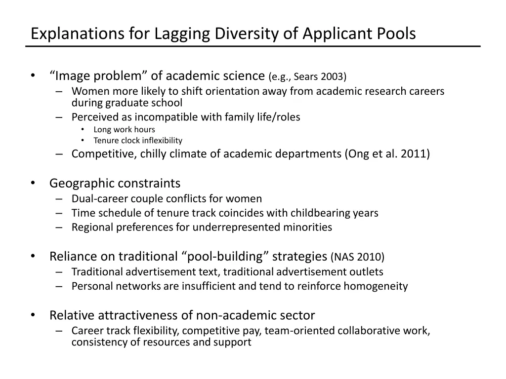 explanations for lagging diversity of applicant