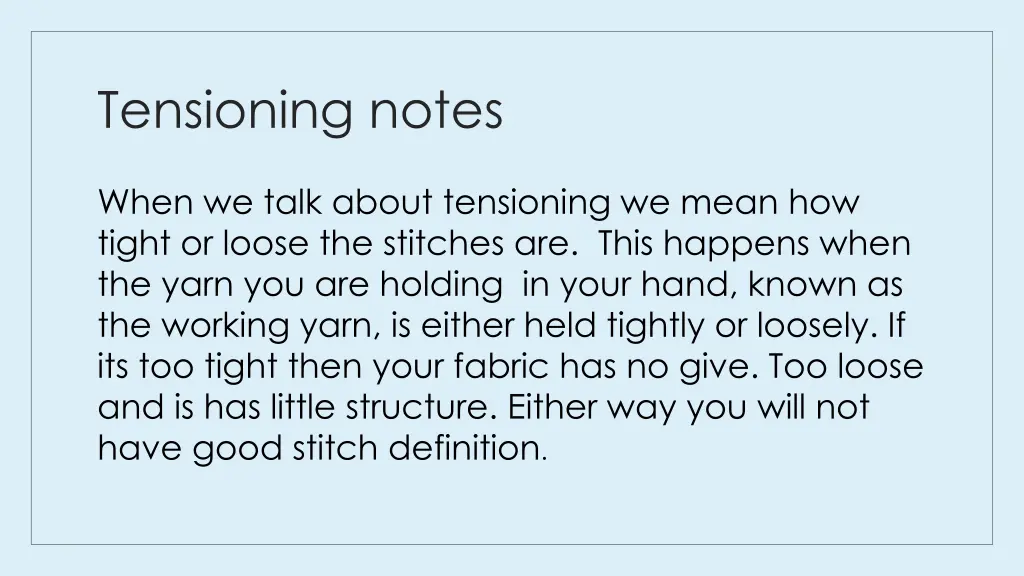 tensioning notes