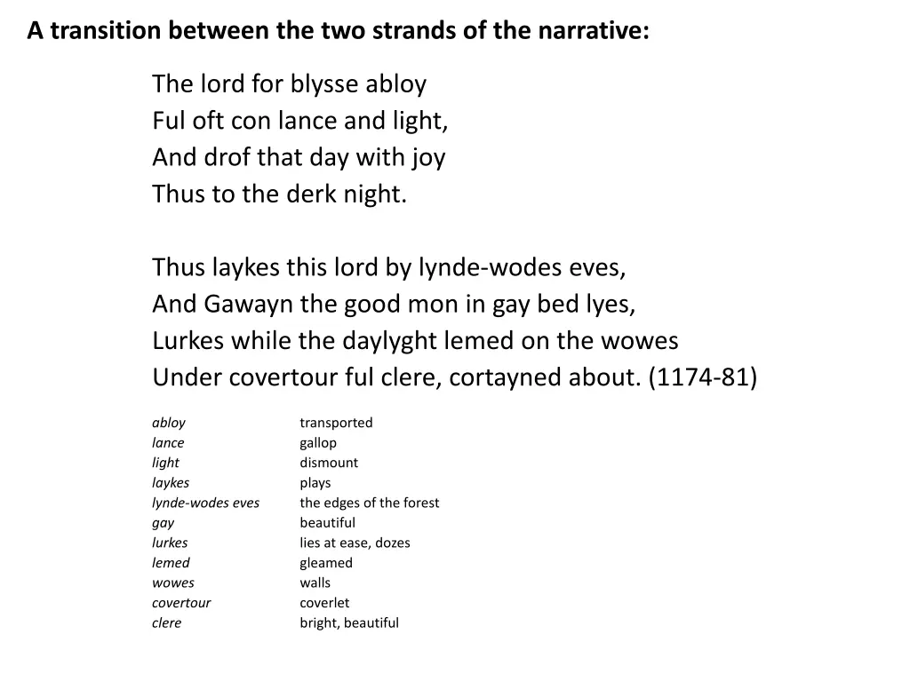 a transition between the two strands