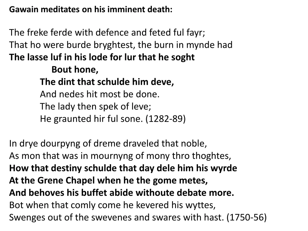 gawain meditates on his imminent death