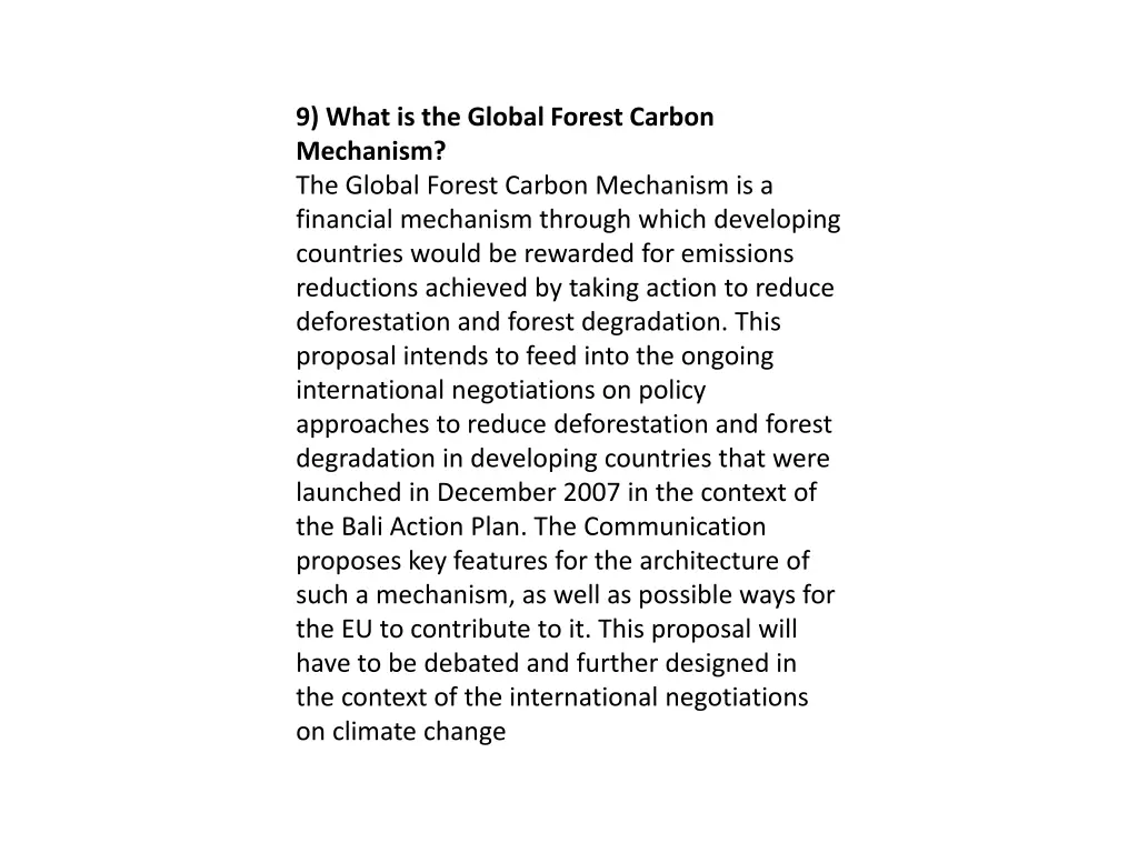 9 what is the global forest carbon mechanism