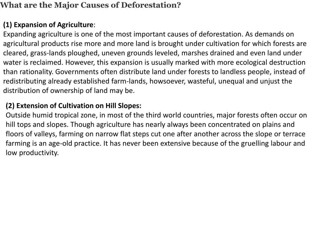 what are the major causes of deforestation