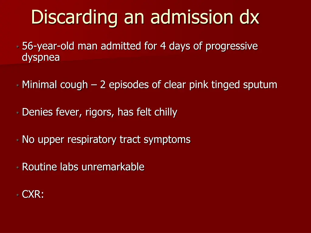 discarding an admission dx