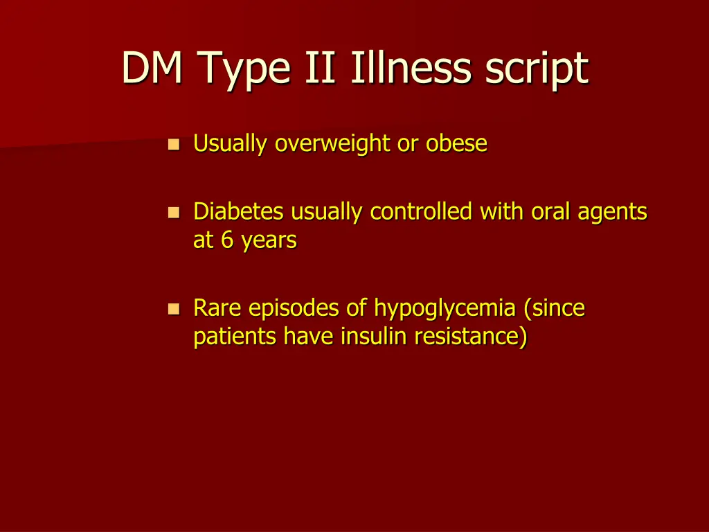 dm type ii illness script