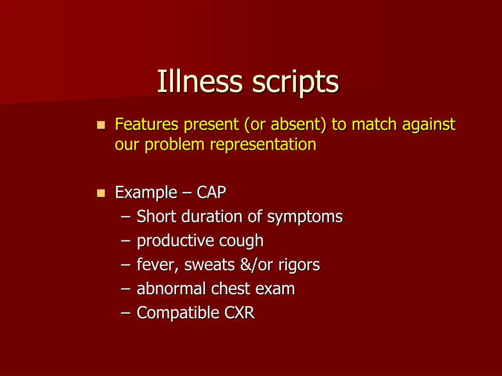 illness scripts