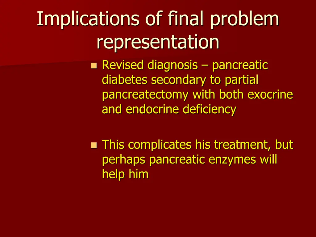 implications of final problem representation