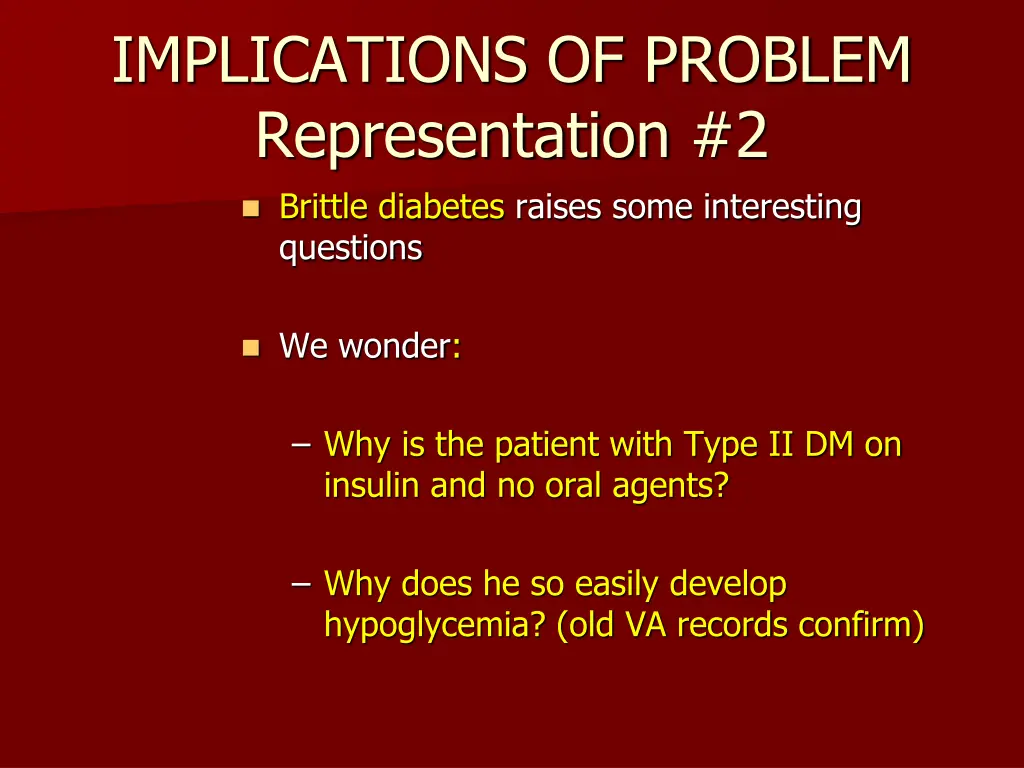 implications of problem representation 2