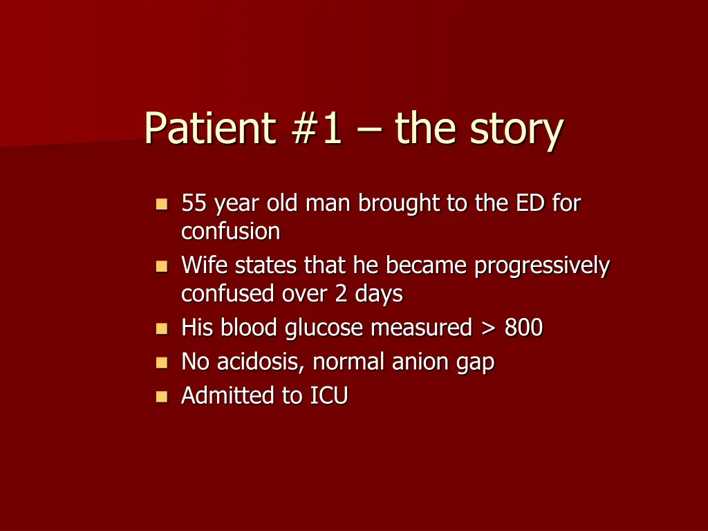 patient 1 the story