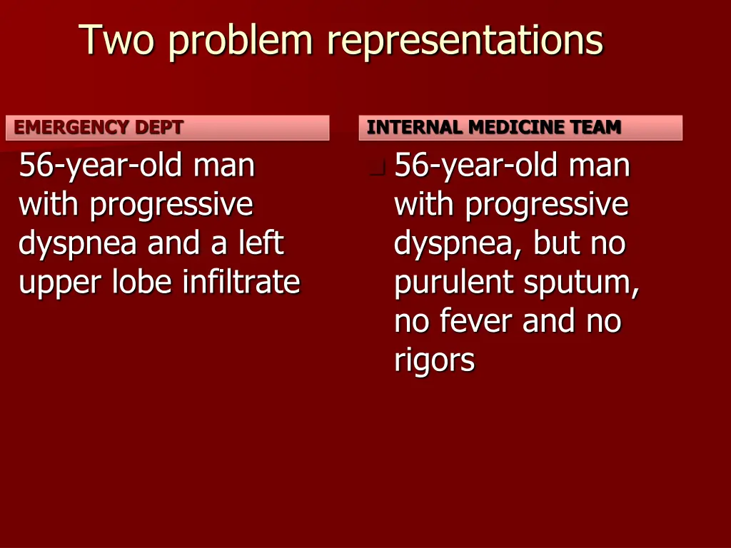 two problem representations