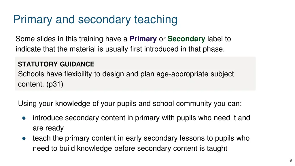 primary and secondary teaching