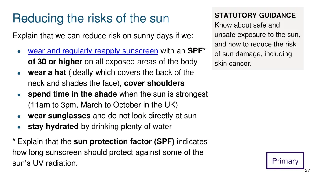 reducing the risks of the sun