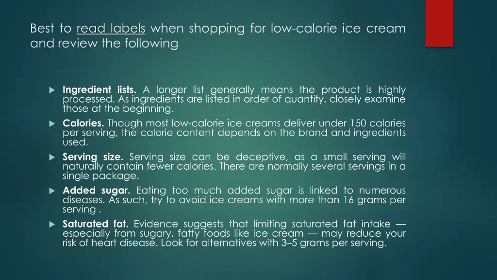 best to read labels when shopping for low calorie