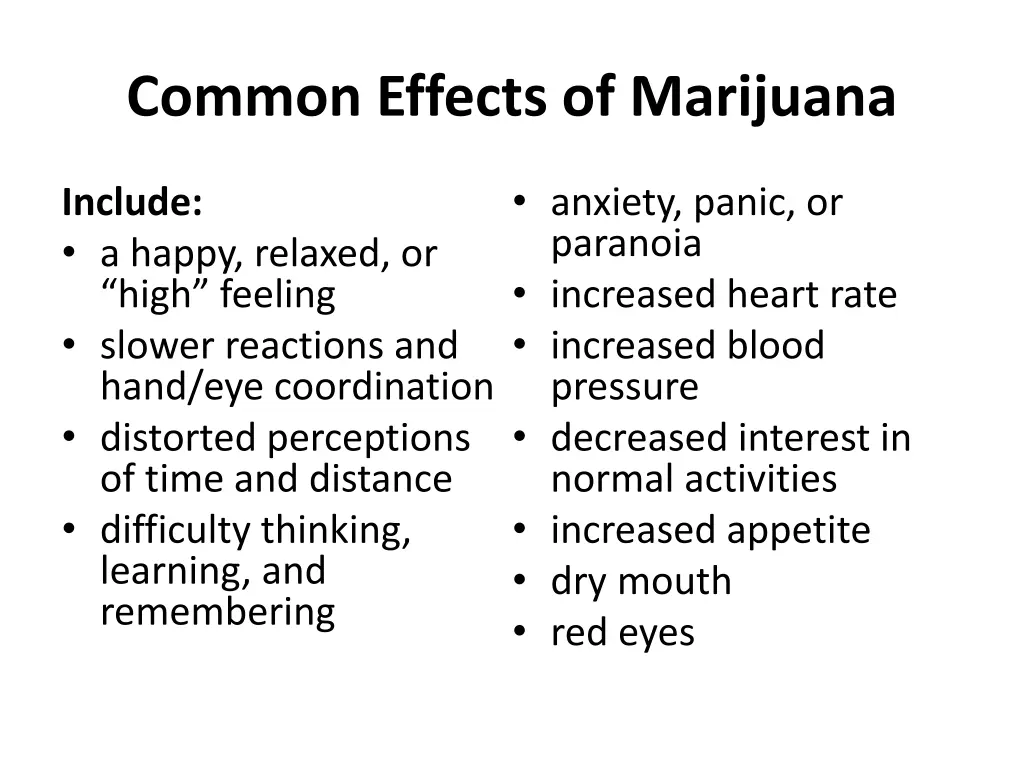 common effects of marijuana