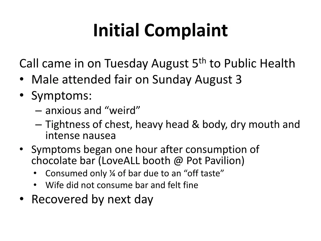 initial complaint