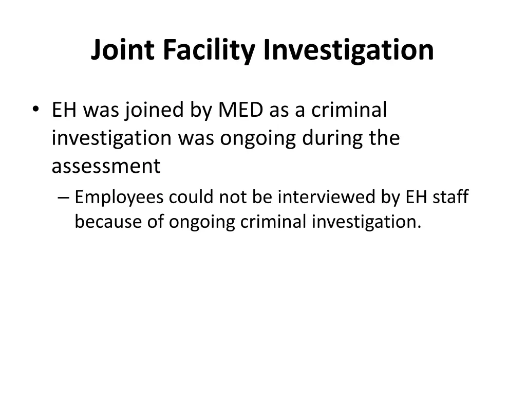 joint facility investigation