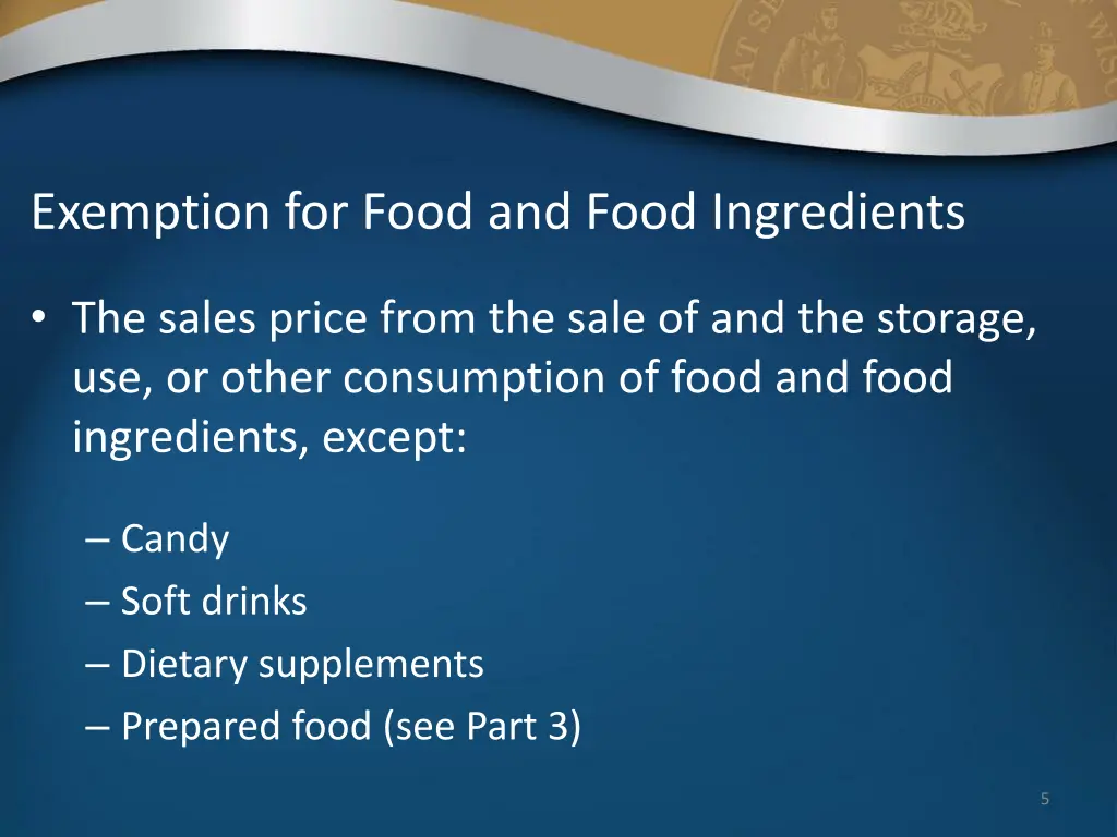 exemption for food and food ingredients