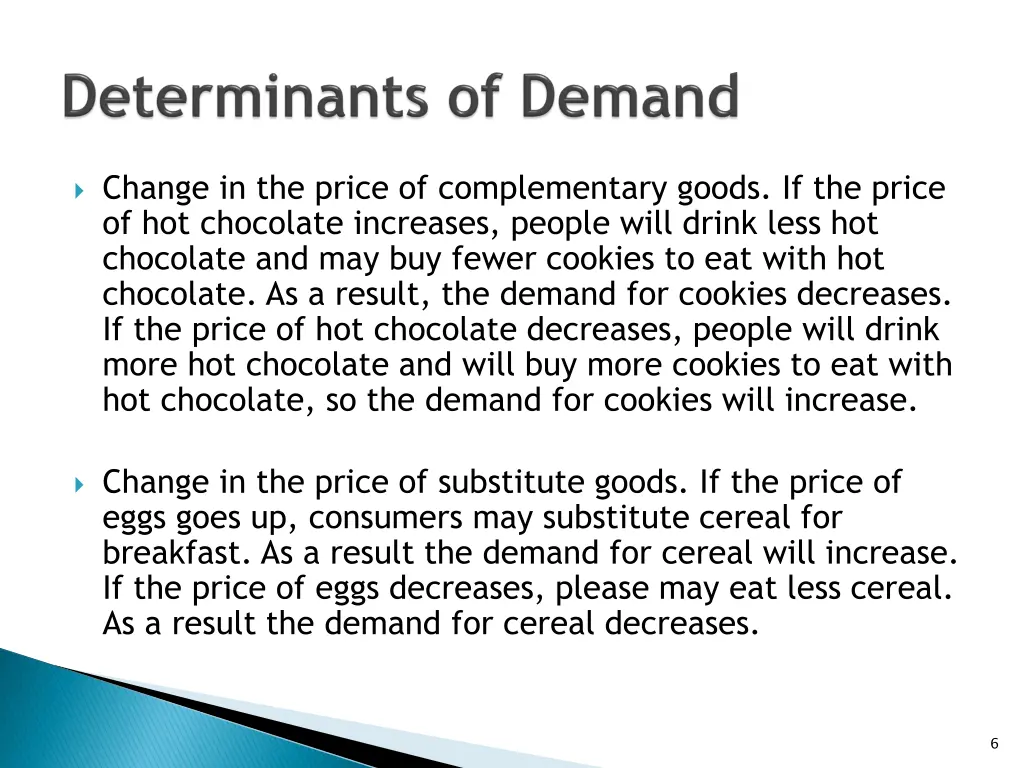 change in the price of complementary goods