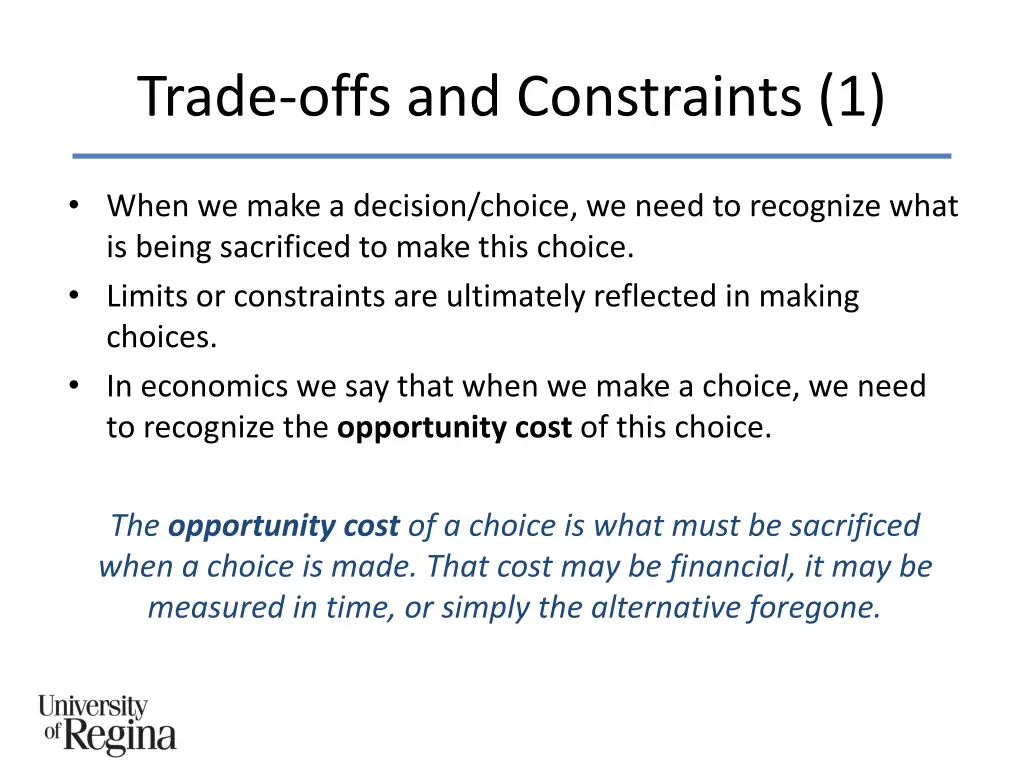 trade offs and constraints 1