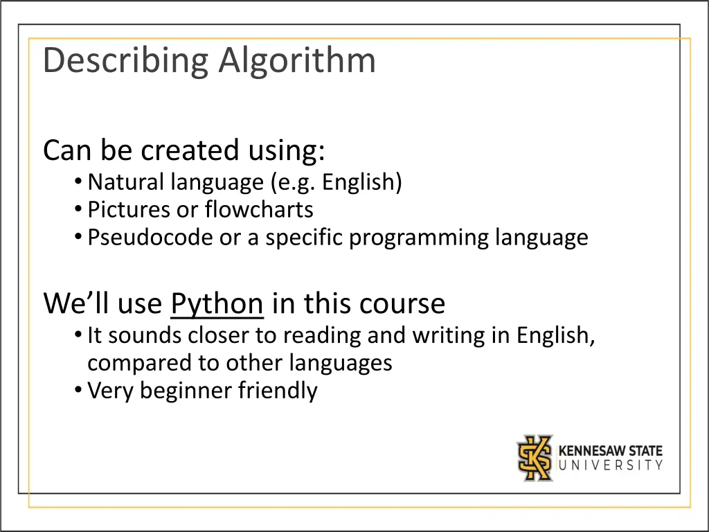 describing algorithm