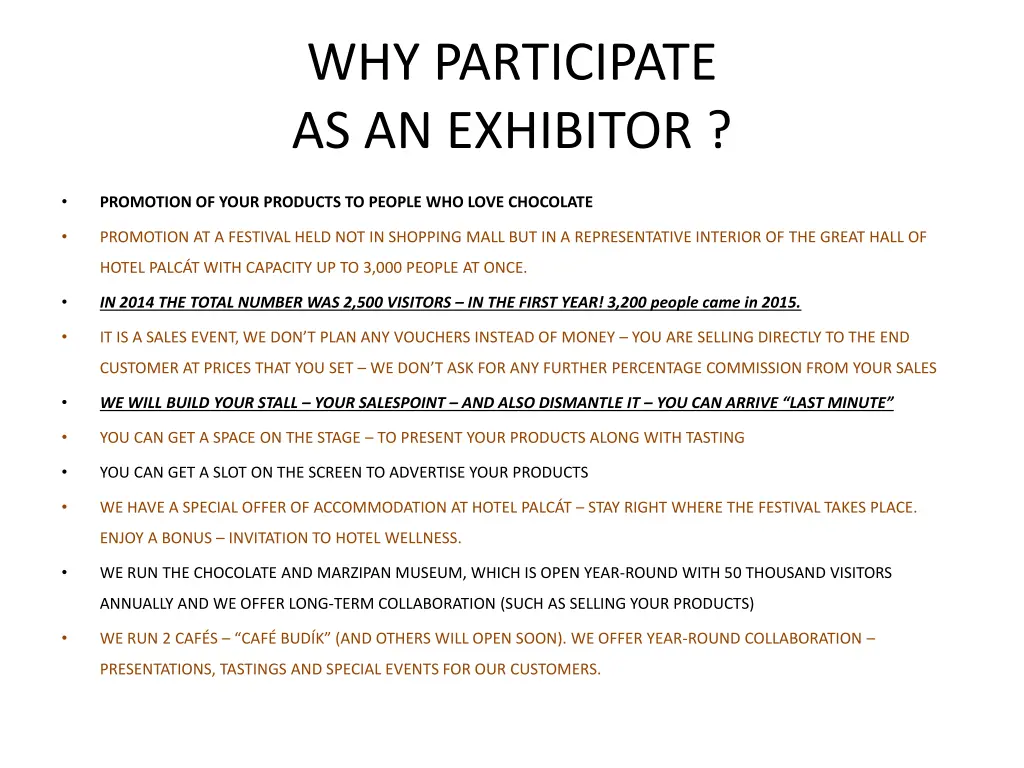 why participate as an exhibitor