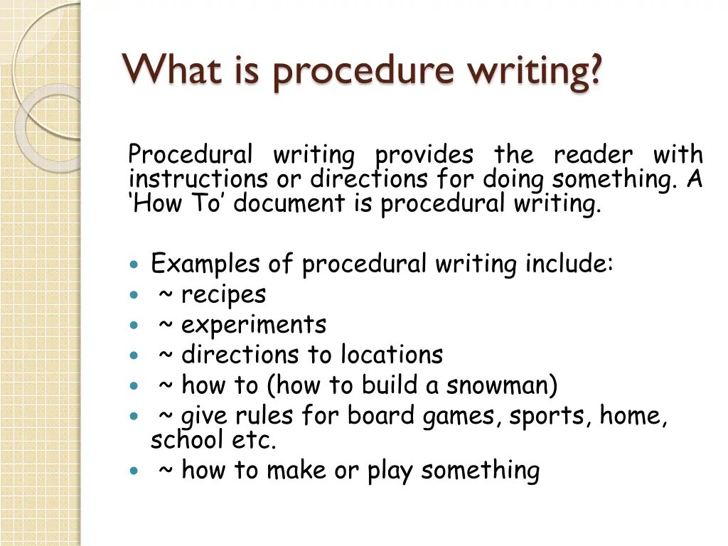 what is procedure writing