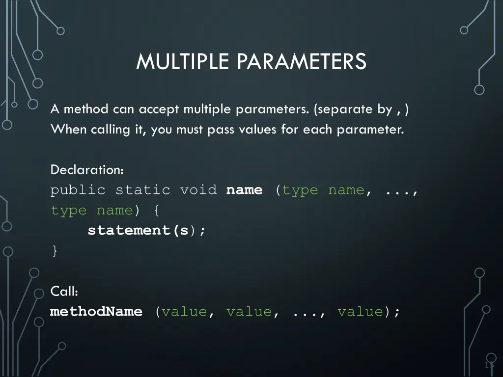 multiple parameters