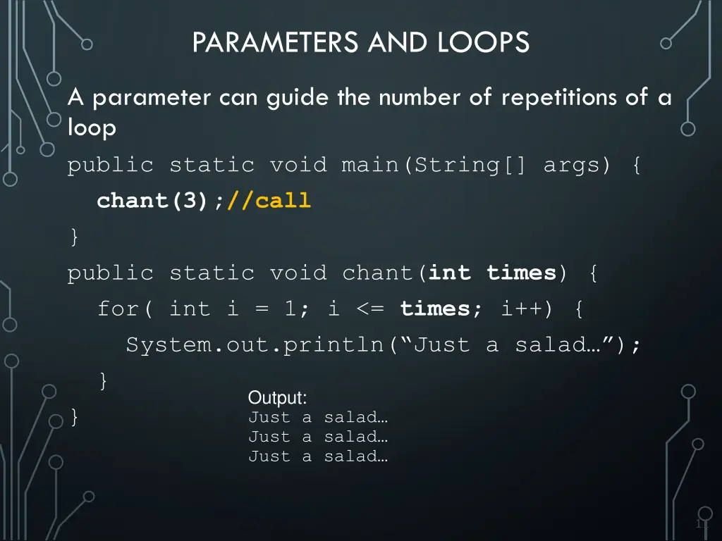 parameters and loops