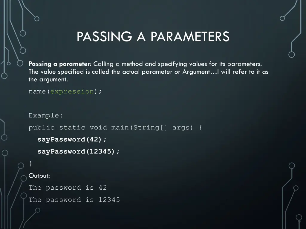 passing a parameters