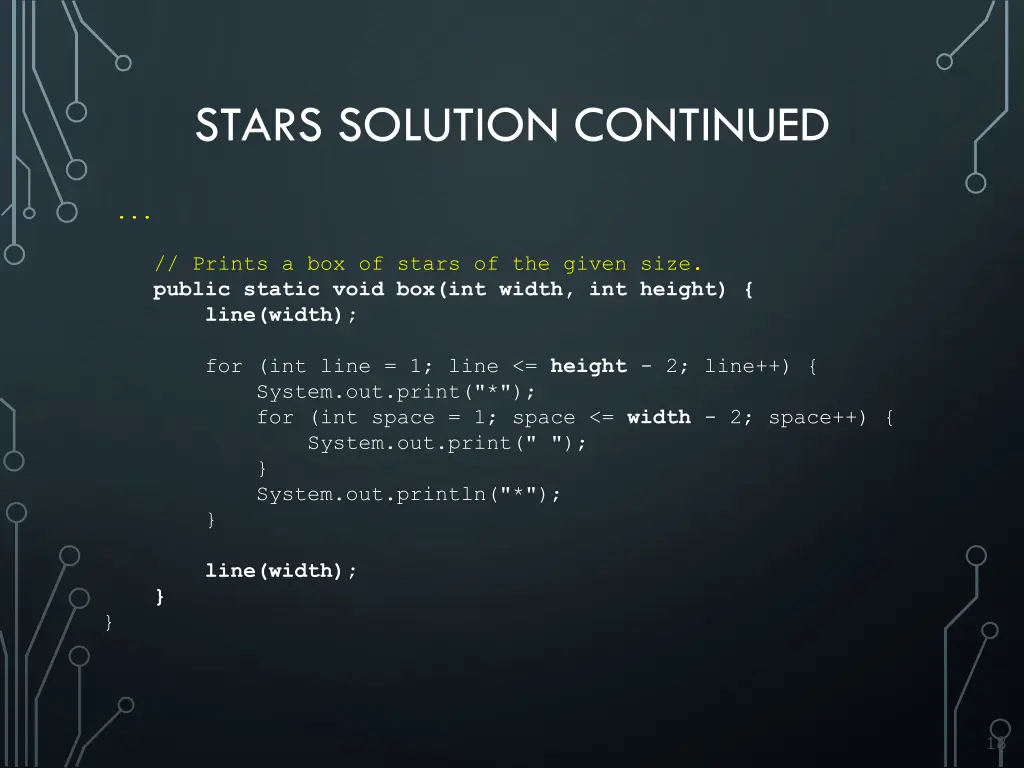 stars solution continued