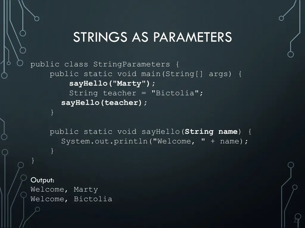 strings as parameters