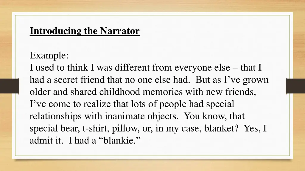 introducing the narrator